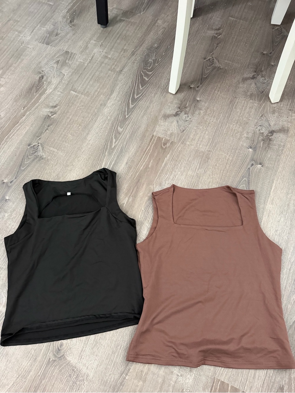 Women's Square Neck Tank Tops - Black and Brown